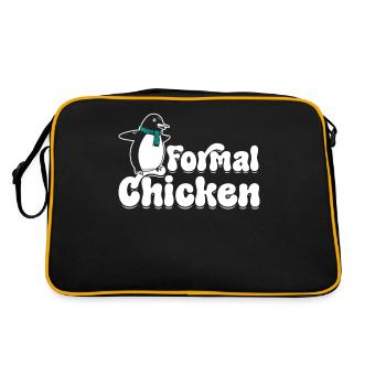 Drôle Meme Penguin Lover Poulet formel Illust - Sac Retro - noir/or - Dos