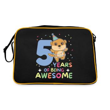 Erdmännchen zum 5. Geburtstag Kinder fünf Jahre - Retro Tasche - Schwarz/Gold - Hinten