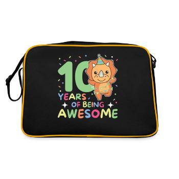 Triceratops for the 10th birthday of children ten years - Retro Bag - black/gold - Back