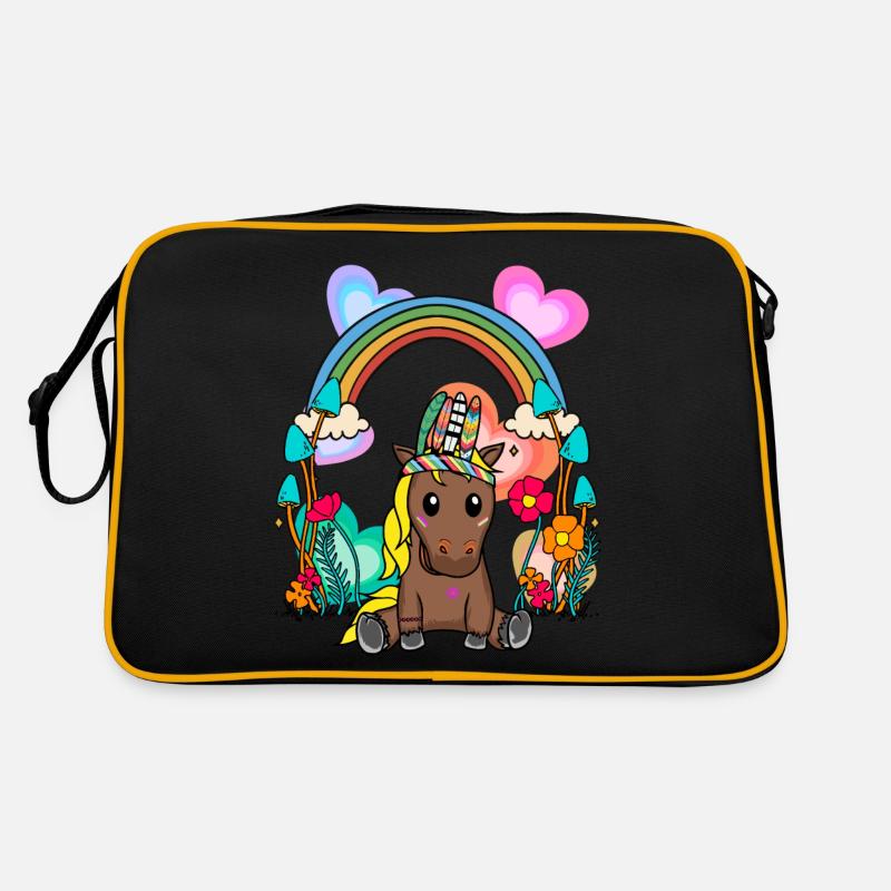 Geburtstag Hippie Pferd Regenbogen Pferde Kind Retro Tasche