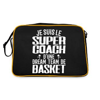 Ich bin der Supertrainer eines Basketball-Dreamteams - Retro Tasche - Schwarz/Gold - Hinten