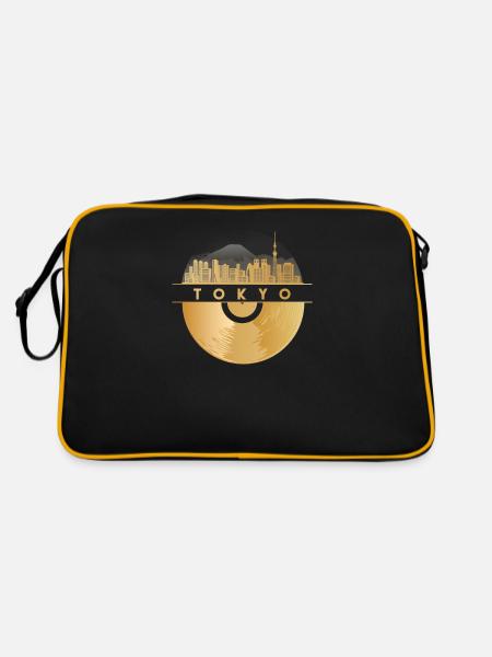 Vinyl-Schallplatte - Skyline-Japan-Tokio-Tokyo - Retro Tasche - Schwarz/Gold - Hinten