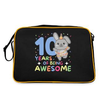 Hase zum 10. Geburtstag Kinder zehn Jahre alt - Retro Tasche - Schwarz/Gold - Hinten