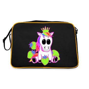 Licorne Licornes Fraise Princesse Animal Mythique - Sac Retro - noir/or - Dos