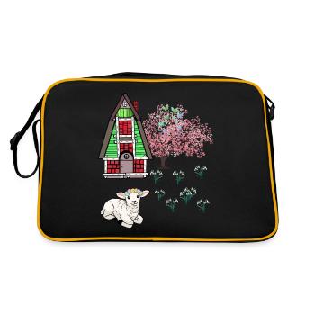 Happy Easter Lamb Schaff Easter Nature Spring - Retro Bag - black/gold - Back
