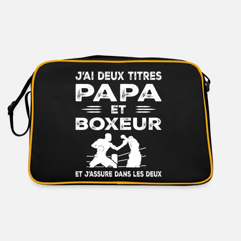 J'ai Deux Titres Papa et Boxeur Boxe Sac Retro