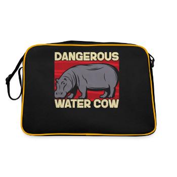 Hippopotame drôle dangereuse vache d’eau graphique pour - Sac Retro - noir/or - Dos