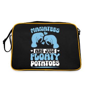 Seekühe sind einfach schwimmende Kartoffeln Seeküh - Retro Tasche - Schwarz/Gold - Hinten