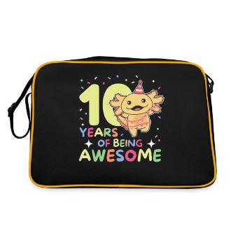 Axolotl zum 10. Geburtstag Kinder zehn Jahre alt - Retro Tasche - Schwarz/Gold - Hinten