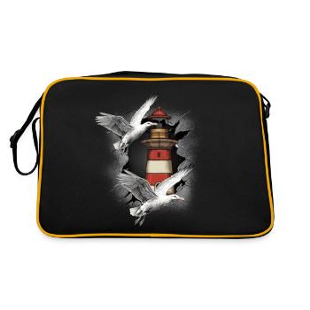 Lighthouses Lighthouse Seagull Seagulls - Retro Bag - black/gold - Back