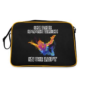 Skydive Freefly Fallschirmspringer Shirt Skydiving - Retro Tasche - Schwarz/Gold - Hinten