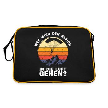 Skydive Freefly Fallschirmspringer Shirt Skydiving - Retro Tasche - Schwarz/Gold - Hinten