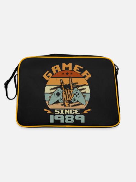 Gamer seit 1989 - Gaming Jubiläumsgeschenk 1989 - Retro Tasche - Schwarz/Gold - Hinten