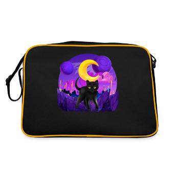Galactic Cat Vintage Retro Cat Timeless Elegance - Retro Bag - black/gold - Back