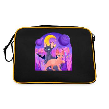 Galactic Cat Vintage Retro Cat Timeless Elegance - Retro Bag - black/gold - Back