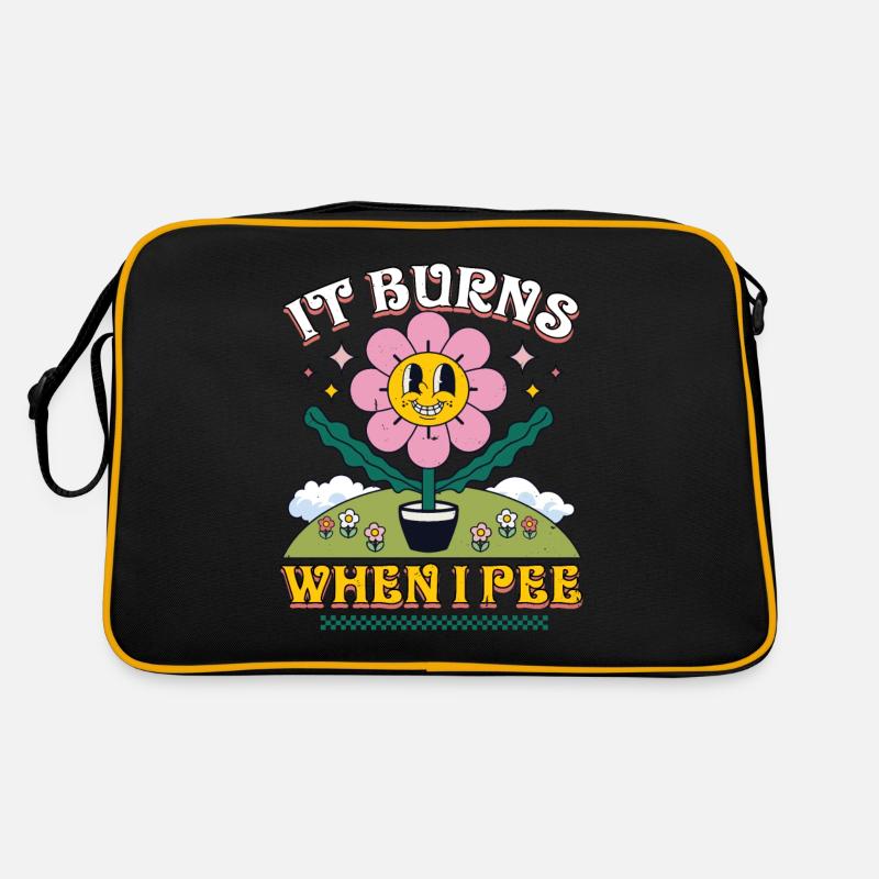 Funny saying "It Burns when I Pee"! Sarcastic Retro Bag