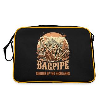 Dudelsackspieler schottischer Bagpipe-Sound - Retro Tasche - Schwarz/Gold - Hinten