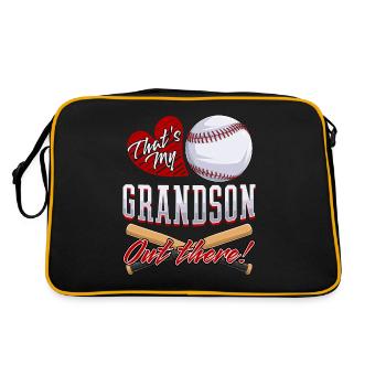 Grand-père « C’est mon petit-fils là-bas » Baseball - Sac Retro - noir/or - Dos