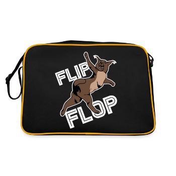 Großer Floppa Karakal Katze Meme - Retro Tasche - Schwarz/Gold - Hinten