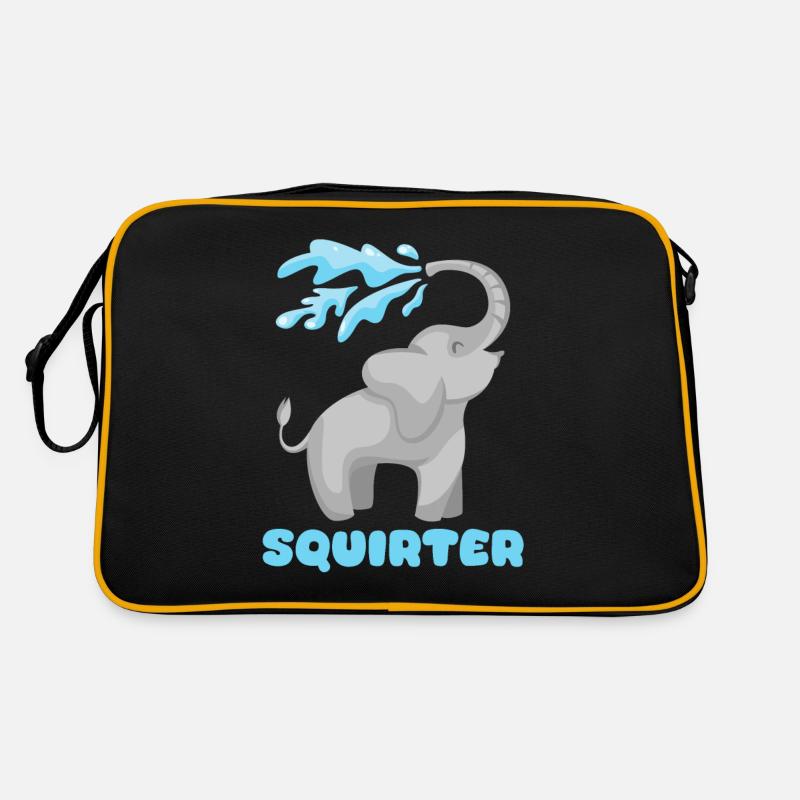Funny Elephant Inappropriate Joke, Nerd, Geek - Retro Bag - black/gold