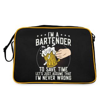 Bartender Mixologist I'm A - Retro Tasche - Schwarz/Gold - Hinten