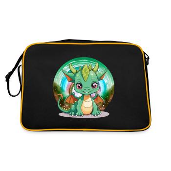 Drache Kinder Drachen Kind - Retro Tasche - Schwarz/Gold - Hinten