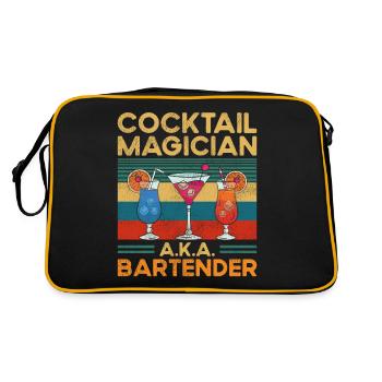 Bartender Mixologist Cocktail - Retro Tasche - Schwarz/Gold - Hinten
