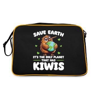 Ist der einzige Planet mit Kiwis Vögel Earth Day - Retro Tasche - Schwarz/Gold - Hinten