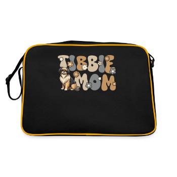 Tibet Spaniel Groovy Tibbie Mom - Retro Tasche - Schwarz/Gold - Hinten