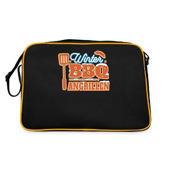 BBQ Barbecue ANGRILLEN grillen Barbecue-Grill - Retro Tasche - Schwarz/Gold - Hinten