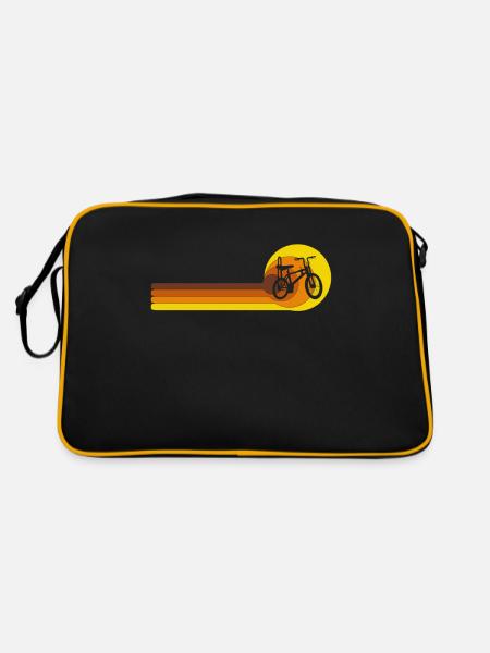 Vintage 70s 80s Gift Idea Bicycle - Retro Bag - black/gold - Back