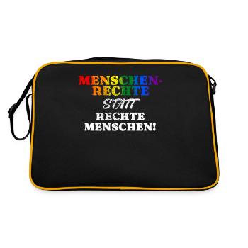 Nice "against racism" Refugees Welcome - Retro Bag - black/gold - Back