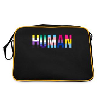 Gender Lesben, Schwule, Trans, Queer Regenbogen - Retro Tasche - Schwarz/Gold - Hinten
