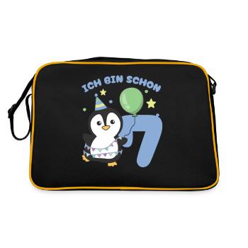 I'm already 7 penguins birthday kids - Retro Bag - black/gold - Back