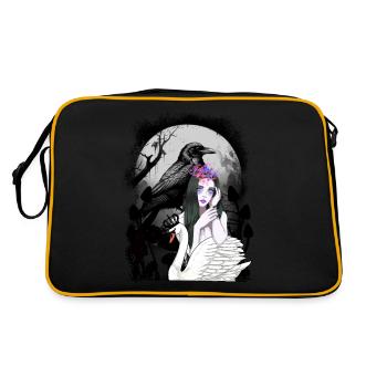 mystical swan fairy tale fairy tale character raven - Retro Bag - black/gold - Back