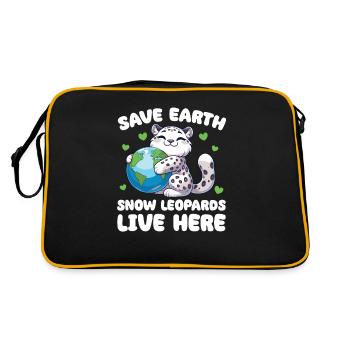 Save the Earth Snow leopards live here Earth - Retro Bag - black/gold - Back