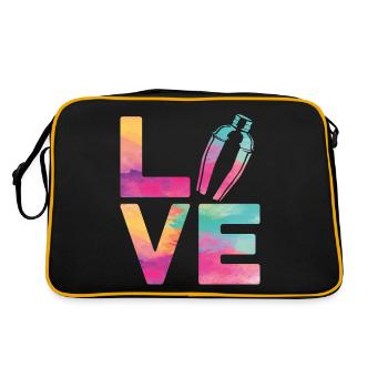 Bartender Mixologist Watercolor - Retro Tasche - Schwarz/Gold - Hinten