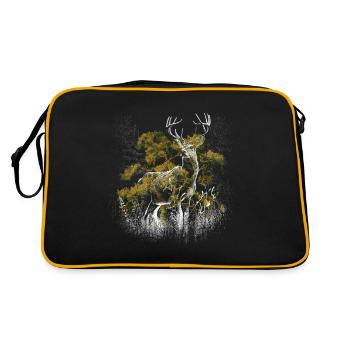 Rehbock Hirsch Hirsche Geweih Natur Wild Reh - Retro Tasche - Schwarz/Gold - Hinten