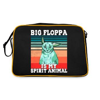 Großer Floppa Geist Tier - Retro Tasche - Schwarz/Gold - Hinten