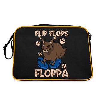 Großer Floppa Karakal Katze Meme - Retro Tasche - Schwarz/Gold - Hinten