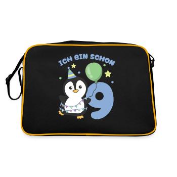 I'm already 9 penguins birthday kids - Retro Bag - black/gold - Back
