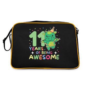 Drache zum 11. Geburtstag Kinder elf Jahre alt - Retro Tasche - Schwarz/Gold - Hinten