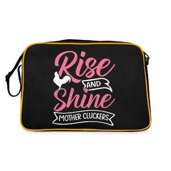 Lustige Hühnerstall Bauernhof Tier Aufstieg Glanz - Retro Tasche - Schwarz/Gold - Hinten