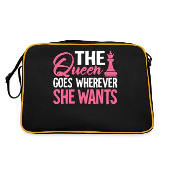 Funny chess player chess piece queen goes where - Retro Bag - black/gold - Back