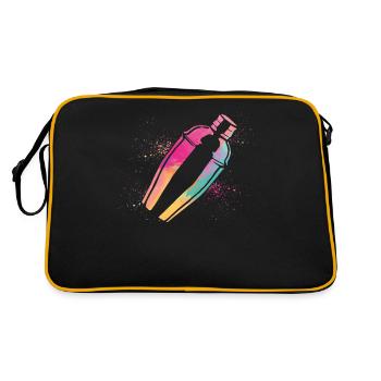 Bartender Mixologist Watercolors - Retro Tasche - Schwarz/Gold - Hinten