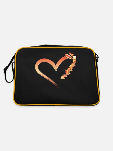 Bartender Mixologist Heart - Retro Tasche - Schwarz/Gold