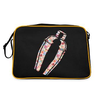 Bartender Mixologist Floral - Retro Tasche - Schwarz/Gold - Hinten