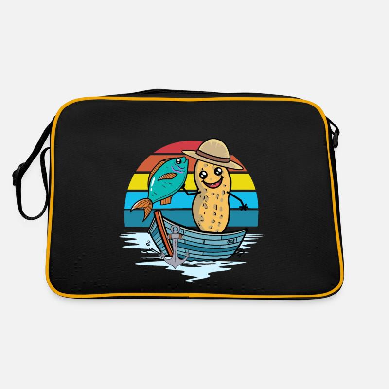 Cacahuète Arc-en-ciel Bateau Poisson Poisson Pêcheur Noix Sac Retro