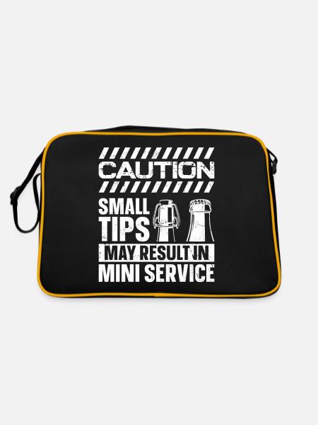 Bartender Mixologist Caution Small - Retro Tasche - Schwarz/Gold