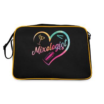 Bartender Mixologist Heart - Retro Tasche - Schwarz/Gold - Hinten